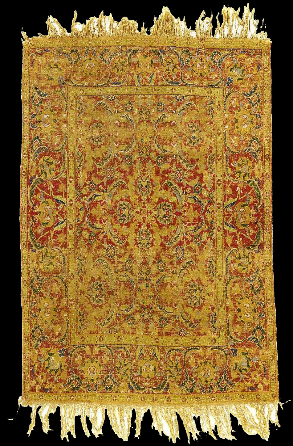 Ottoman Egypt Cairo carpet with overall scrolling saz leaves design